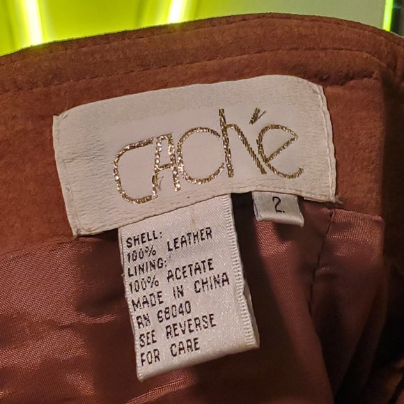 Vintage 80s Cache Suede Fringe Wrap Skirt - Picture 4 of 4